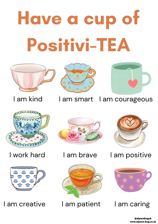 Have a cup of positivi-tea, worksheet, Resource, Digital download